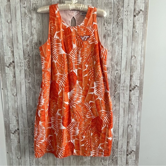 Tommy Bahama Dresses & Skirts - Tommy Bahama Orange Tropical Print Linen Virginia Tech Dress Medium